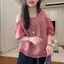 Áo sơ mi phong cách phương Tây Nữ Mùa hè Phong cách mới Phiên bản Hàn Quốc Cổ tròn Thiết kế quây Áo sơ mi ngắn tay mỏng hơn Nhìn giảm tuổi