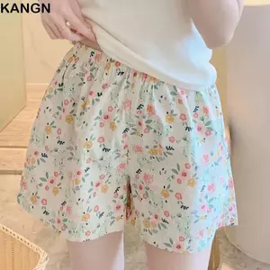 Quần Short KANGN, Quần Ngắn In Eo Cao, Đồ Ngủ Mỏng Thường Ngày