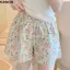 Quần Short KANGN, Quần Ngắn In Eo Cao, Đồ Ngủ Mỏng Thường Ngày
