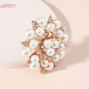 HFSHY Ngọc Trai Trắng Thanh Lịch Pha Lê Hoa Nữ Nhẫn Phụ Kiện Trang Sức Sang Trọng Lớn Hoa Hàn Quốc Nhẫn Đính Hôn Zircon Quà Tặng Tiệc VN
