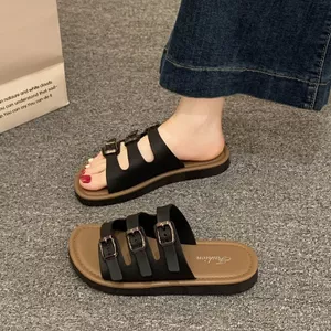 2025 Retro Birkenstock Dép Phù Hợp Với Tất Cả Các Từ Giày Sandal Đi Biển Thời Trang Mặc Bên Ngoài Đế Mềm Dẹt 5.20