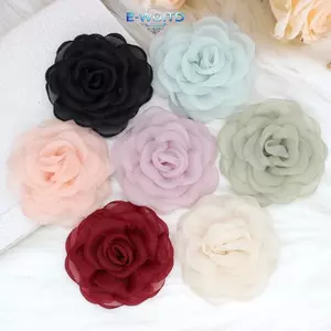E-WOITD 6cm Trắng Hoa Camellia Thổ Cẩm Thời Trang Hàn Quốc Xòe Ve Áo Chân Đầm Áo Sơ Mi Phù Hợp Với Phụ Kiện Dành Cho Nữ Ve Áo Chân E-WOITD