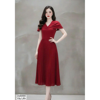 (Như hình) Đầm Nữ Dự Tiệc Dáng Dài CHE KHUYẾT ĐIỂM Thiết Kế XẾP LI Nữ Tính SANG CHẢNH KME.STORE