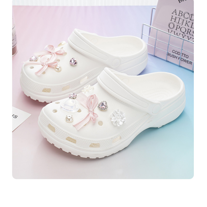 Phụ Kiện Nơ Phong Cách Ba Lê Hoa Cao Cấp Cho Crocs, Có Thể Tháo Rời, Cảm Giác, Trang Trí Giày Lỗ