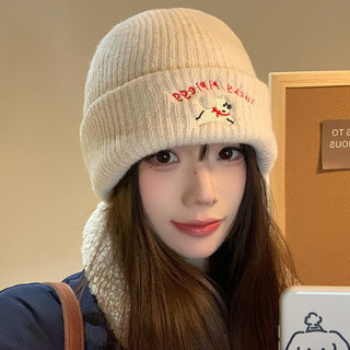 Mũ Len Unisex Thêu Hình Cún Dễ Thương MAISON, Mũ Beanie Ấm Áp Co Giãn 4 Chiều Phong Cách Hàn Quốc
