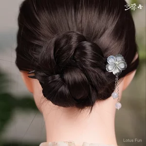 Cây mun hình chữ u kẹp tóc vỏ hoa - Phong cách retro Hanfu