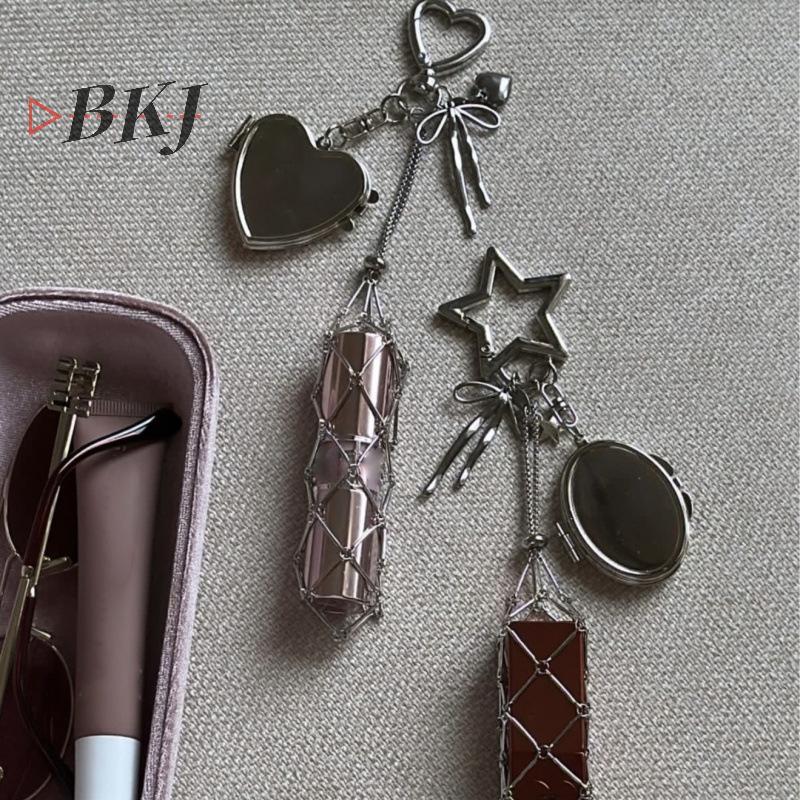 [KJ] Túi đựng son môi lưới kim loại Móc khóa cầm tay Son dưỡng môi Giá đỡ móc khóa Son môi Vỏ bảo vệ Gương móc khóa Trang trí quyến rũ [Mới]
