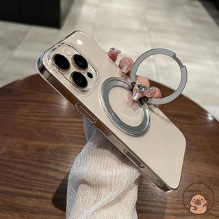 Tương Thích Cho iPhone 17 Air 16 15 14 7 8 Plus 13 12 Mini 11 Pro XS Max XR X SE Ốp Điện Thoại 360° Giá đỡ xoay có thể xoay được Vỏ mềm trong suốt màu đen từ tính