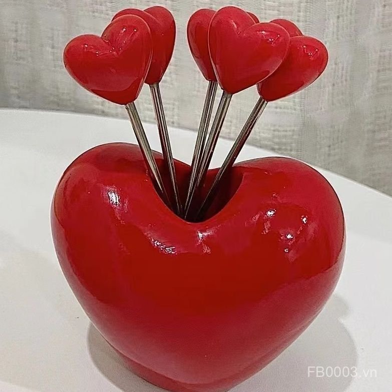 Tình Yêu Nĩa Trái Cây Bộ Sáng Tạo Thép Không Gỉ Hộ Gia Đình Trái Cây Chọn Trẻ Em Dễ Thương Món Tráng Miệng Bánh Nĩa Món Tráng Miệng 2PPC