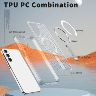 Ốp Điện Thoại Chân Đế Kim Loại Thẳng Đứng Cho Samsung Galaxy A56 A55 A36 A35 A26 A25 A16 A17 A15 A14 A06 A07 A05 A05S F17 F56 M56 4G 5G Vỏ Từ Tính