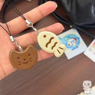 【Chamvn】Móc khóa điện thoại hình mèo và cá nhỏ dễ thương phụ kiện túi xách thời trang cho cặp đôi.