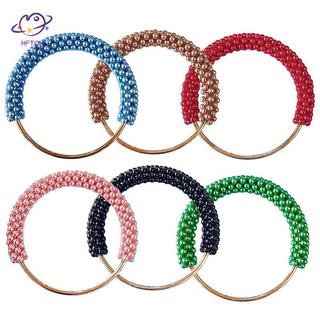 HFTOY 1 Túi Tròn Ngọc Trai Tinh Tế Tay Cầm Vòng Kim Loại Hạt Nhiều Màu Sắc Cho Nữ Túi Xách Khung Ví DIY Handmade Túi Phụ Kiện ~