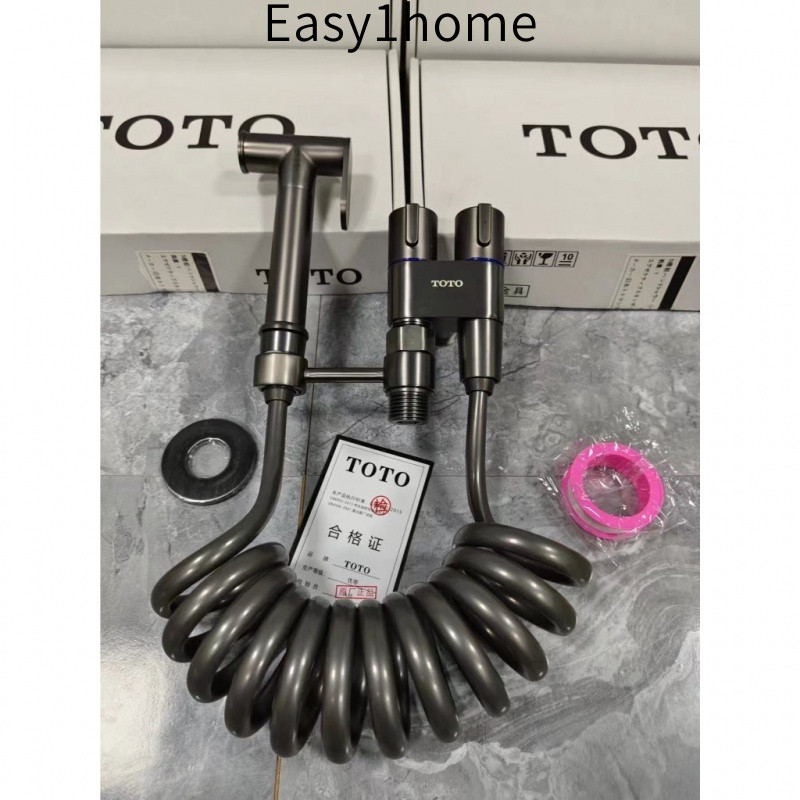 【Hộp gốc TOTO】Ba màu sắc, súng phun đồng nguyên chất hoàn toàn mới, phụ kiện nhà vệ sinh, một vào hai ra, súng phun tăng