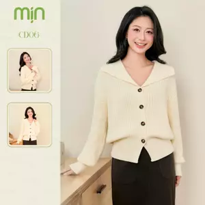 Áo khoác cardigan nữ cổ bẻ dáng vest MỊN len dệt sợi mềm mại cao cấp đơn giản thanh lịch