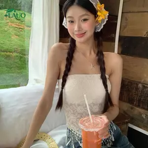 Springevenstar Mùa Hè Ngày Lễ Phong Cách Rỗng Ren Thêu Dây Ôm Camisole Nữ Gợi Cảm sel Tube Top Springevenstar