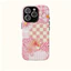 Họa tiết hoa kẻ sọc khâu màu hồng Thích hợp cho iPhone 17ProMax 16Pro 15 11 12 13 14 xs XR 17Air Vỏ bảo vệ hai lớp chống sốc IB7I