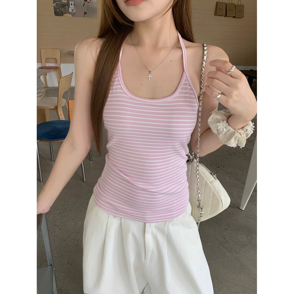 SUXI Áo thun cổ chữ V cổ tròn màu trơn mùa hè mới dành cho nữ 260513