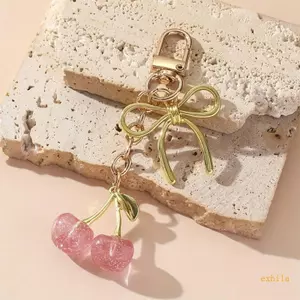 Exhila Thanh Lịch Pha Lê Anh Đào Móc Khóa Nơ Quyến Rũ Túi Mặt Dây Chuyền Cho Túi Valentine