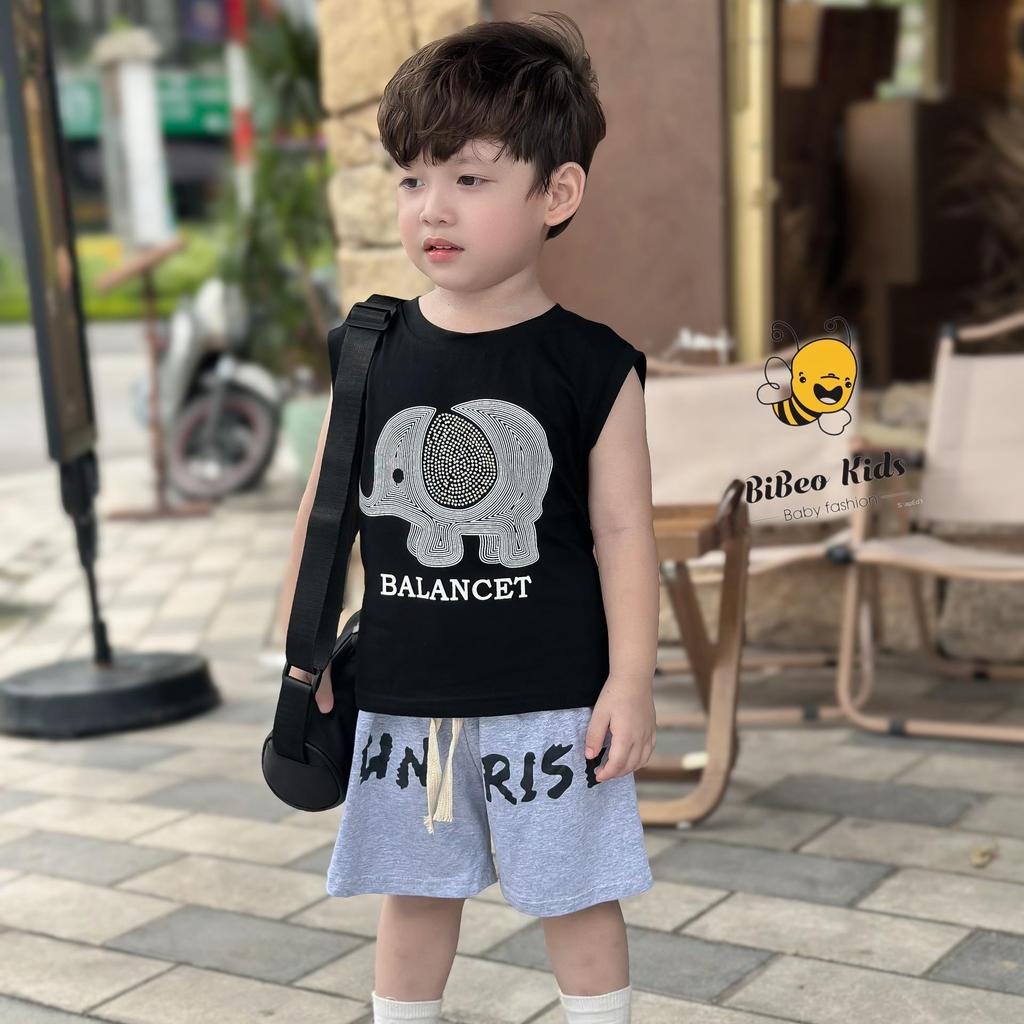 (HÀNG XẢ KHO) Bộ quần áo IN HÌNH VOI ĐÍNH ĐÁ chất liệu cotton mềm mát, cho bé từ 1 - 5 tuổi