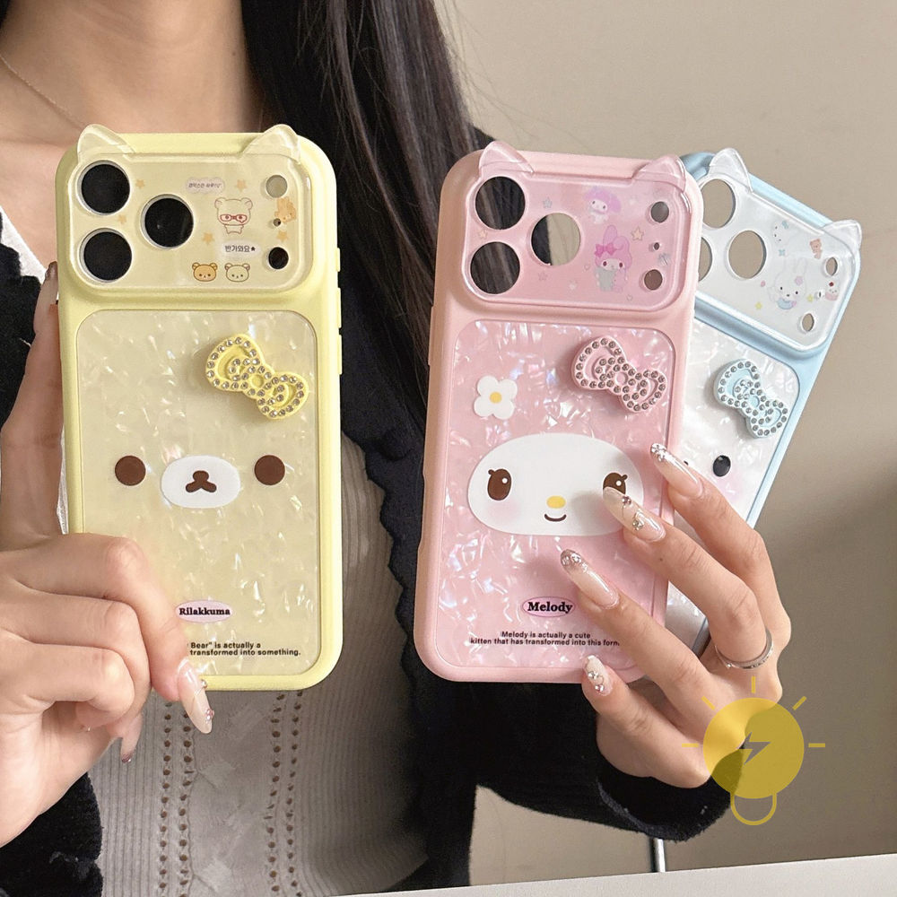 Phone Case For iPhone 17 Pro Max 16 15 TPU Bear 3D Aesthetic Korean Cute