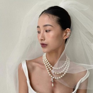 Vòng cổ tua rua nhiều lớp ngọc trai 1 mảnh có khí chất cổ điển và cảm giác cao cấp, phụ kiện cô dâu