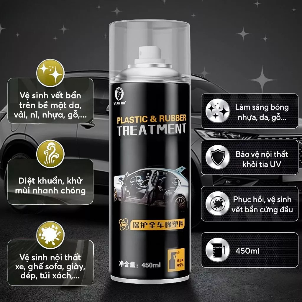 Chất phục hồi nhựa ô tô nguyên bản, chất bảo vệ cao su, xi taplo Dung dịch gốc nước, Chống bám bụi, Độ bền cao