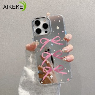 Ốp Điện Thoại Nơ Màu Hồng ins Style Cho Vivo X300 X300S X200 Pro Mini FE X200S X200T X100 Ultra X100S X90 X90S X80 Pro Lite 4G 5G Vỏ Gương Mạ Đơn Giản Ngọt Chống Rơi Vỏ Mềm