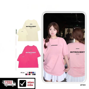 （Giao hàng 24h）Angela Áo thun unisex introvert form rộng AT383 Miucho chất in brand name