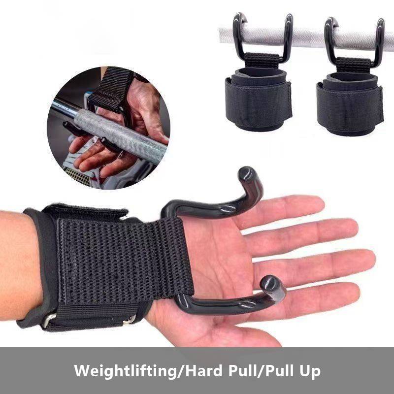 2 Móc nâng tạ, dây đeo cổ tay, thanh cầm tay, phòng tập thể dục, tập thể lực, kéo lên, găng tay nâng sức mạnh