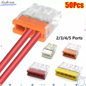 DAYBREAK 50 Đầu nối dây nhanh Mini, Tiếp xúc bằng đồng 2 / 3 / 4 / 5 cổng đẩy vào khối đầu cuối, Vỏ thép không gỉ Vỏ nhựa trong suốt Đầu nối dây điện
