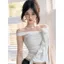 Gợi Cảm Gợi Cảm Hot Girl Phong Cách Thiết Kế Cảm Giác Niche Top Nữ Mùa Hè Phong Cách Mới Ngoài Vai Dây Đeo Ngoài Đeo Tính Khí Xù Slim fit Gợi Cảm Phong Cách Không Eo Nóng Phong Cách Hàng Ngày Chúng Ta
