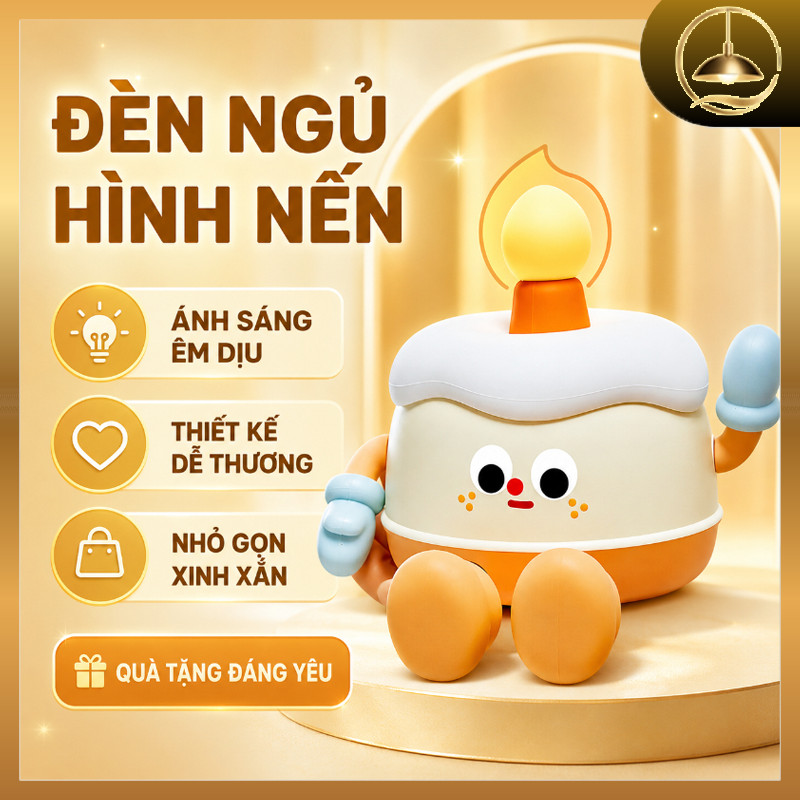 Đèn Ngủ Hình Bánh Sinh Nhật Dễ Thương,Hình Khối 3D,3 Mức Sáng,Vàng Ấm Dịu Nhẹ,Lễ Khai Giảng Cho Trẻ Em,Quà Sinh Nhật