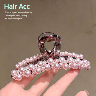 T Sang Trọng Phong Cách Mới Ngọc Trai Hồng Lớn Lấy Kẹp Hàng Ngày Đi Lại Đầu Lưng Full Tấm Tóc Ngọt Cá Mập Kẹp