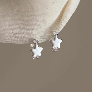 Bông tai nữ zircon kẻ sọc siêu nhỏ màu bạc khí chất cổ điển được cá nhân hóa và đa năng