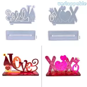 Unstop * Khung Ảnh Trang Trí Khuôn Silicon LOVE Epoxy Trang Sức Khuôn Nhựa Đúc Mặt Dây Chuyền Khuôn Thích Hợp Cho Tự Làm Nhựa