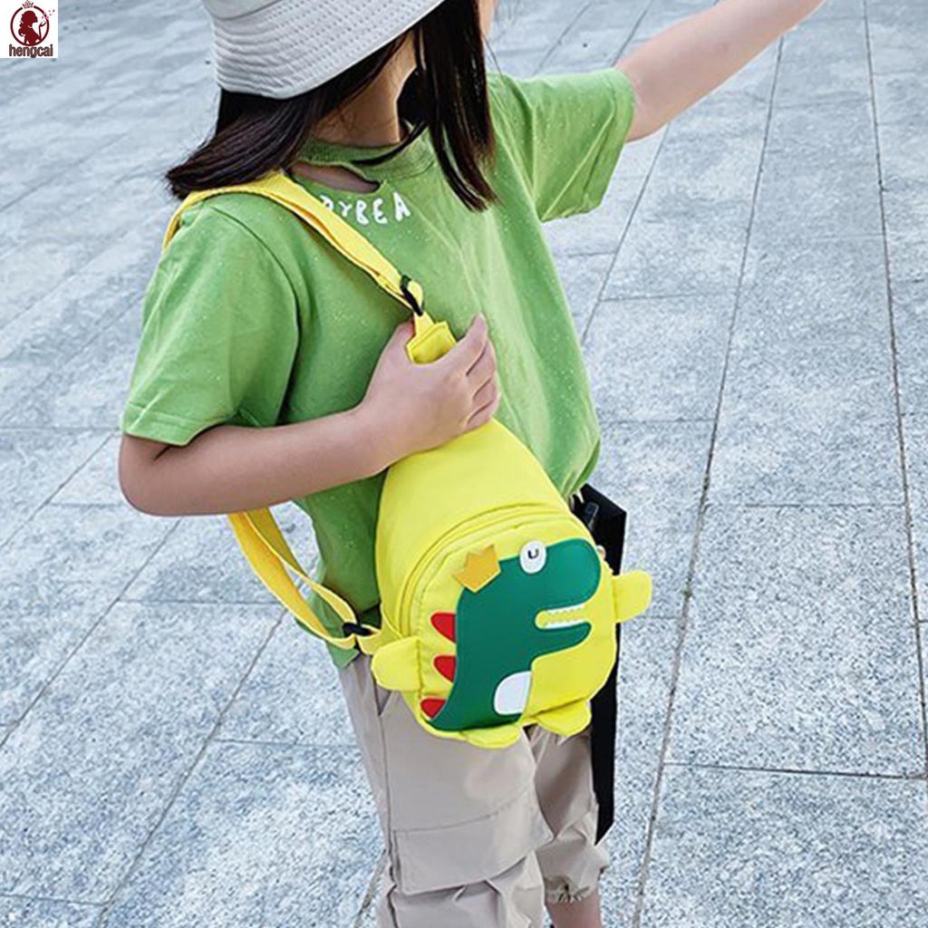 Túi đeo ngực trẻ em Túi đeo chéo Túi đeo chéo hình khủng long hoạt hình Kawaii có khóa kéo cho du lịch ngoài trời hàng ngày