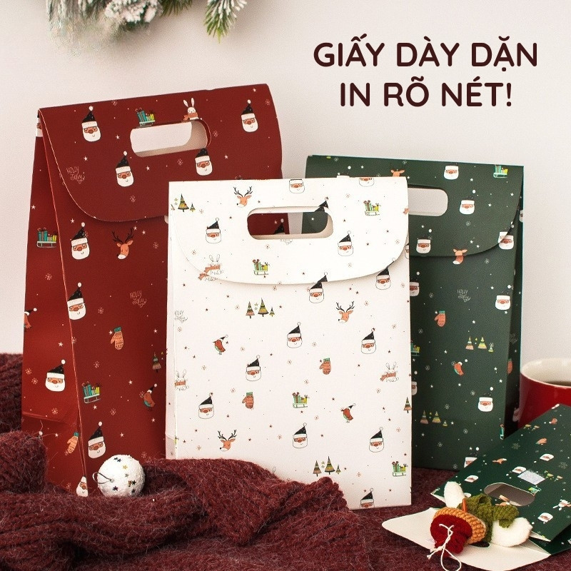 Túi quà tặng giáng sinh dễ thương – Túi giấy mini hình ông già noel đáng yêu, phù hợp trang trí và tặng quà noel