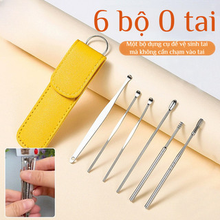 🔥Giá sốc🔥Bộ dụng cụ vệ sinh tai 6 món, dụng cụ vệ sinh tai tại nhà cho người lớn, bộ dụng cụ ngoáy tai xoắn ốc di động、ngoáy tai bộ、ngoáy tai、Lấy ráy tai thép không rỉ
