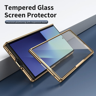 Ốp da bảo vệ bản lề ống kính mạ điện cho Samsung Galaxy Z Fold 7/6/5/4/3, chống sốc, kèm kính cường lực