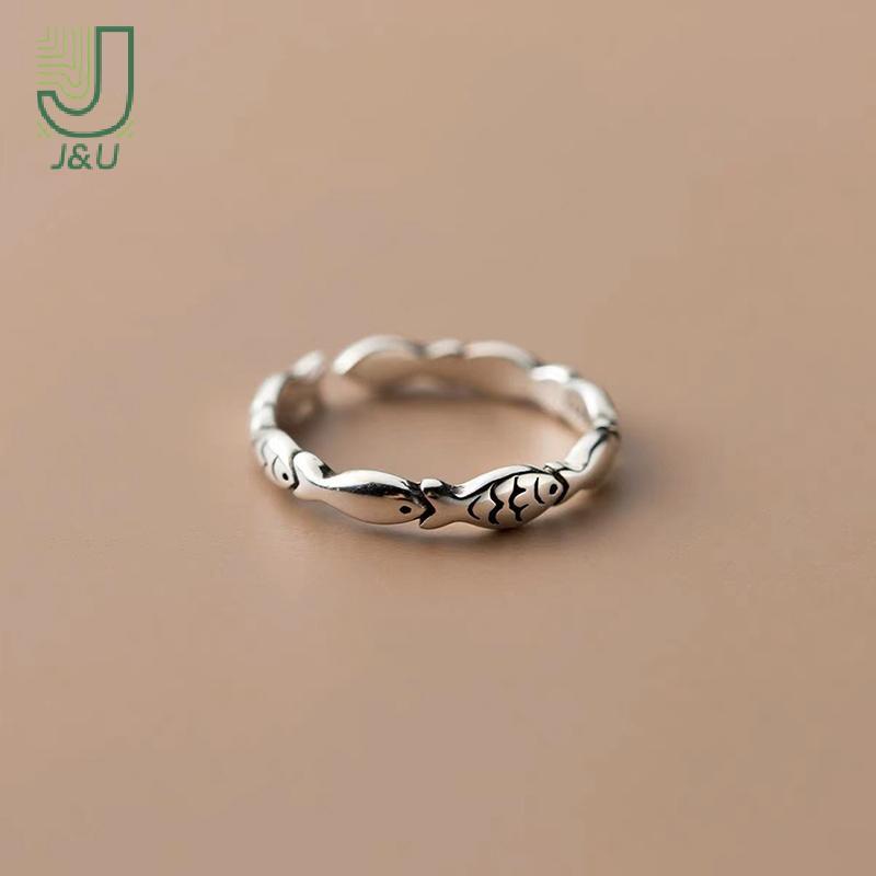 J&amp;U Nhẫn Điều Chỉnh Màu Bạc Cá Tính - Quà Tặng Ngày Lễ Tình Nhân Cho Người Yêu