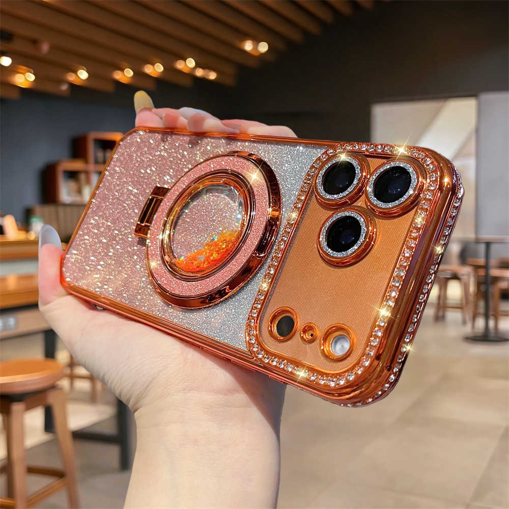 Ốp Điện Thoại Kim Cương Đứng Cho iPhone 17 Pro Max 12 13 14 15 16 Pro Max 15 16 plus Ống Kính Không Khí Bảo Vệ Camera Vỏ Chống Sốc Vỏ Mềm Điện Thoại