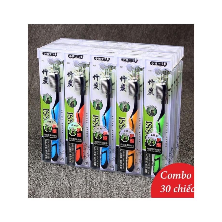 【Bán sỉ】 Hộp 30 cái Bàn Chải Đánh Răng Than Tre Hoạt Tính Bossi Hàn Quốc
