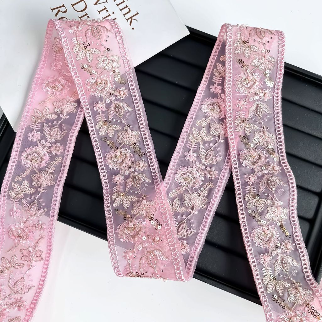 Lưới Thêu Dây Thêu Thêu Sequin Ren Mã Vạch Retro Hanfu Quần Áo Váy Vòng Đeo Trang Trí Phong Cách Dân Tộc CRSY
