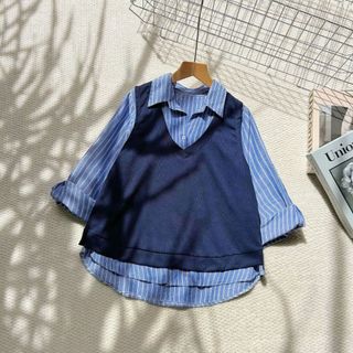 Áo Ghile Kèm Sơ Mi Bigsize Nữ Somi Tay Dài Kẻ Sọc Kèm Áo Thun Cổ V Cá Tính Unisex (A328+A335)