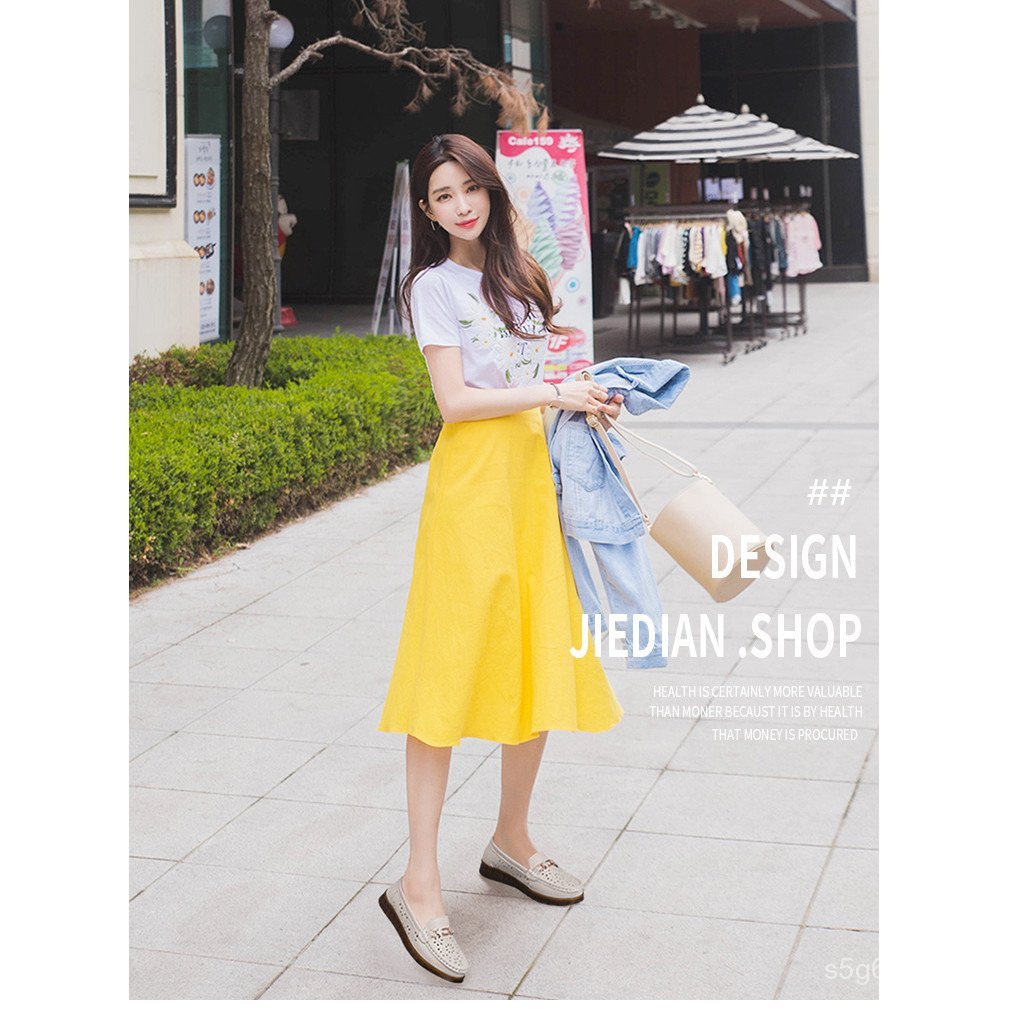 Foot Jiao, Phong Cách Mới Thoải Mái Đế Mềm Rỗng Chống Trơn Trượt Giày Mẹ Flat Peas Giày
