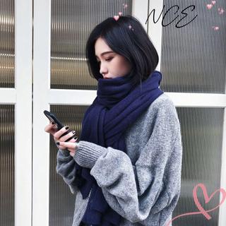 Khăn quàng cổ dệt kim mềm mại, ấm áp chống gió màu trơn, phù hợp mùa đông