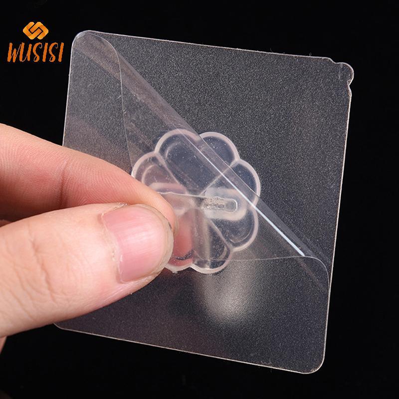 [WUSISI] 10 Móc treo tự dính chắc chắn bằng thép không gỉ trong suốt Móc treo chìa khóa cho nhà bếp Phòng tắm Tường cửa đa chức năng MỚI
