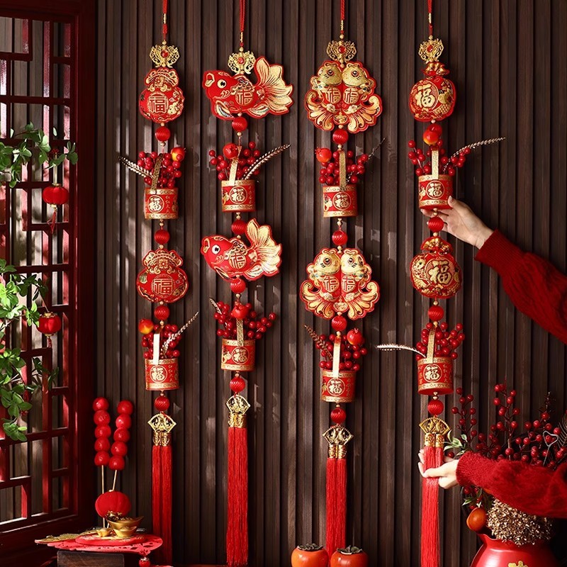 Năm Mới Dây Tiêu Pháo Đồ Trang Trí Tết Nguyên Đán Nhân Vật Lễ Hội Mặt Dây Chuyền Lễ Hội 2026 Năm Mới Của Ngựa Trung Quốc Nút Thắt Trang Trí UF1M