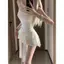 Thu Đông Pure Desire Hot Girl One-Shoulder Tube Top Dress Slim-fit Slimmer Look Hip Váy Lớp Hai Mảnh Gợi Cảm Thoáng Khí