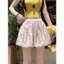 Hoa Lông Tơ Hoa Bud Quần Short Nữ 2026 Băng Lụa Cao Cấp Ôm Hơn Nhìn Dopamine Cổ Culottes 5.12